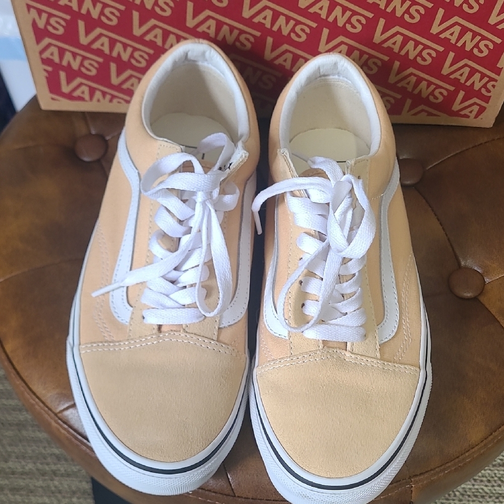 Vans Tan and White Classic Sneakers